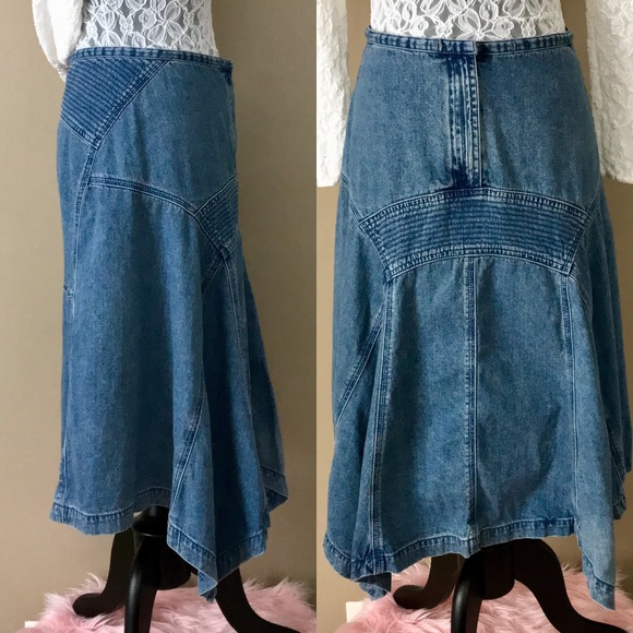 paneled denim skirt